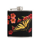 Tiger Frack Butterfly auf Roten Blume Flachmann (Vorderseite)
