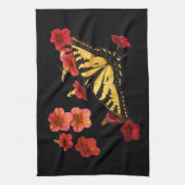 Tiger Frack Butterfly auf Roten Blume Geschirrtuch (Vertikal)