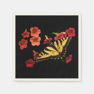 Tiger Frack Butterfly auf Roten Blume Serviette
