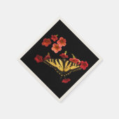 Tiger Frack Butterfly auf Roten Blume Serviette (Ecke)