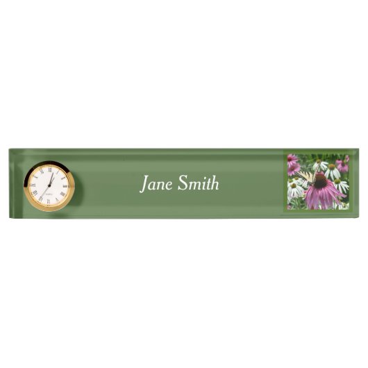 Tiger Frack Butterfly Blume Desk Namplate Namensplakette (Vorderseite)