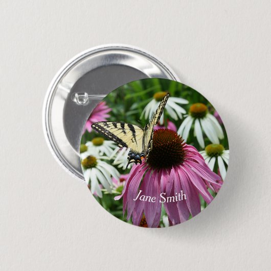 Tiger Frack Butterfly Conflower Button Button (Vorne & Hinten)