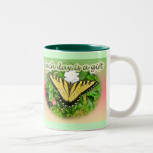 Tiger Frack Butterfly Jeden Tag ist ein Geschenk Zweifarbige Tasse
