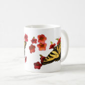 Tiger Frack Butterfly mit roten Blume Kaffeetasse (VorderseiteRechts)