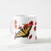 Tiger Frack Butterfly mit roten Blume Kaffeetasse (Vorderseite Links)