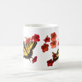 Tiger Frack Butterfly mit roten Blume Kaffeetasse (Mittel)