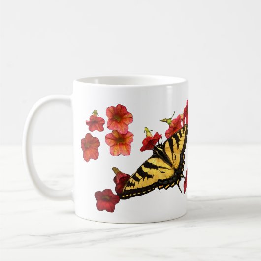 Tiger Frack Butterfly mit roten Blume Kaffeetasse (Links)