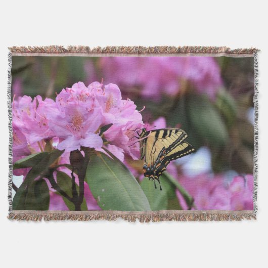 Tiger Frack Butterfly und Rosa Rhododendron Decke (Vorderseite)