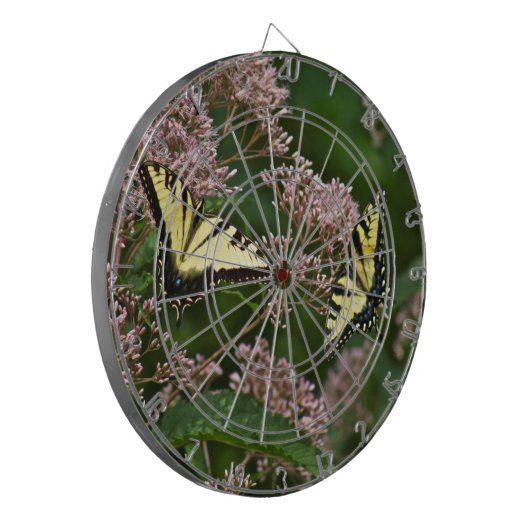 Tiger-Frack-Schmetterlinge auf Joe Pye Weed Dartscheibe (Vorderseite Links)
