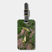 Tiger-Frack-Schmetterlinge auf Joe Pye Weed Gepäckanhänger (Vorderseite vertikal)