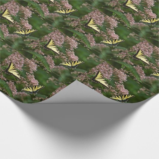 Tiger-Frack-Schmetterlinge auf Joe Pye Weed Geschenkpapier (Ecke)