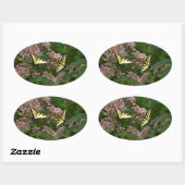 Tiger-Frack-Schmetterlinge auf Joe Pye Weed Ovaler Aufkleber (Blatt)