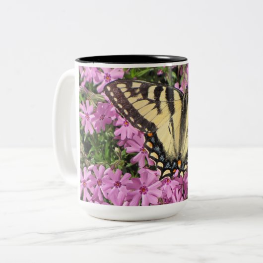 Tiger-Frack-Schmetterlings-Tasse Zweifarbige Tasse (Vorderseite Links)