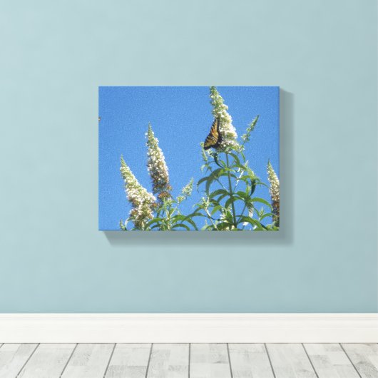 Tiger-Fracks über Butterfly Bush Leinwanddruck (Insitu (Holzboden))