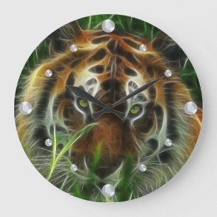 Tiger Fraktal Wall Clock Große Wanduhr