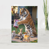 Tiger führt den Hund aus Karte (Rückseite)