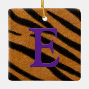 Tiger Fur Personalisierte Monogramm und Meldung Li Keramikornament