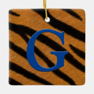 Tiger Fur Personalisierte Monogramm und Message Al Keramikornament