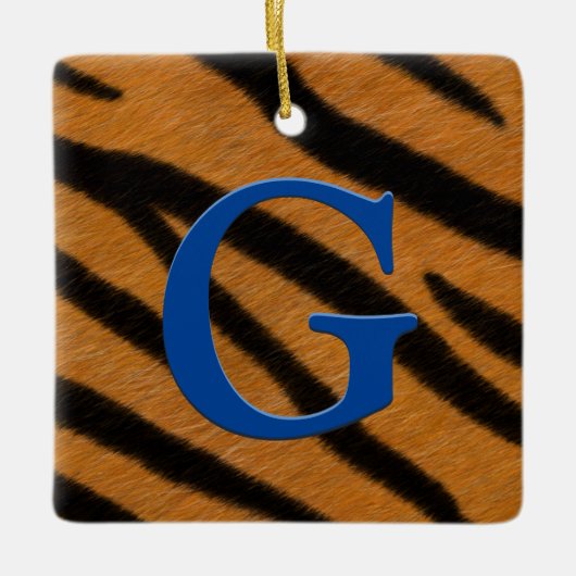 Tiger Fur Personalisierte Monogramm und Message Al Keramikornament (Vorderseite)