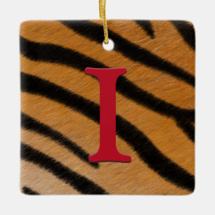 Tiger Fur Personalisierte Monogramm und Message Al Keramikornament