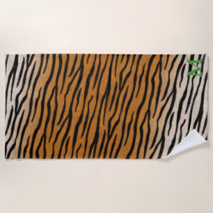 Tiger Fur realistische Animal Print Green Monogram Strandtuch