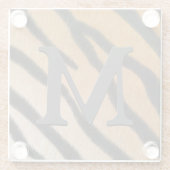 Tiger Fur Realistischer Tierdruck Mit Monogramm Glasuntersetzer (Rückseite)