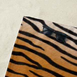 Tiger Fur Realistisches Tierpräparat Tan Monogram Strandtuch