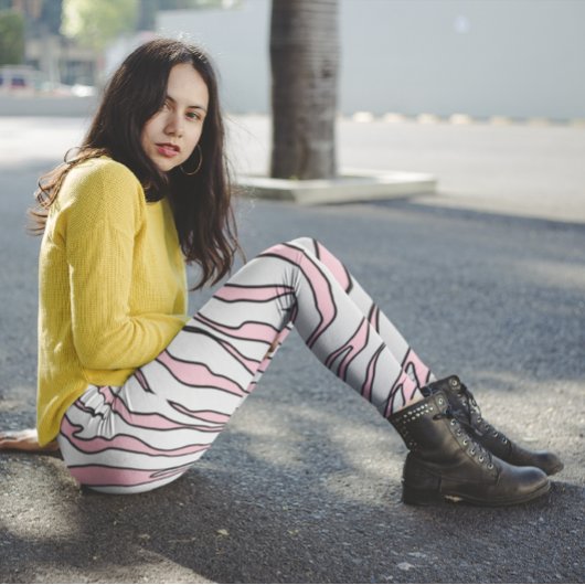 Tiger für weiße und rosa Tiere Streifen Leggings