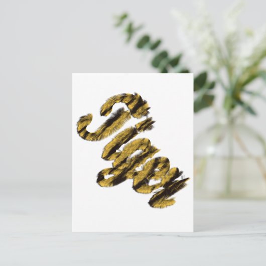 Tiger - Furry Text Postkarte (Stehend Vorderseite)