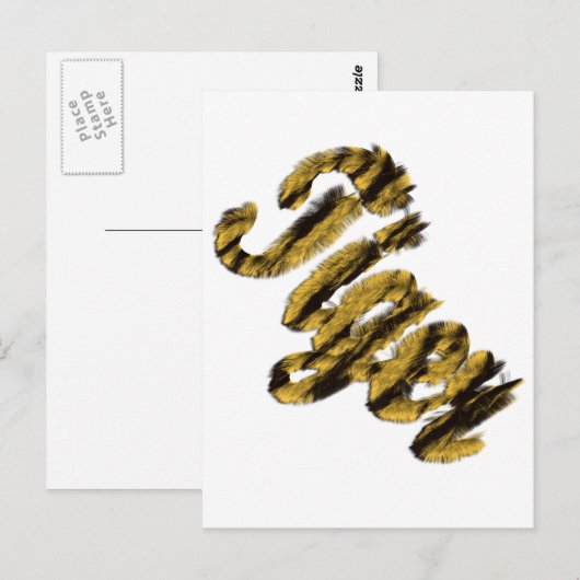 Tiger - Furry Text Postkarte (Vorne/Hinten)