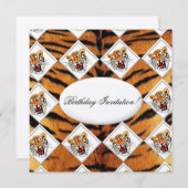 Tiger-Geburtstags-Einladung Einladung (Vorne/Hinten)