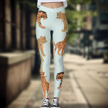 Tiger, Geparden und Leopard Leggings<br><div class="desc">Tiger-,  Geparden- und Leopardenzeichnungen vor einem sehr hellen,  türkisfarbenen Hintergrund.</div>