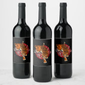 Tiger-Geschenk | Cherry Blossom Tiger Lover Gesche Weinetikett (Flaschen)