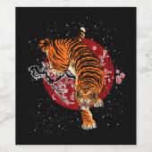 Tiger-Geschenk | Cherry Blossom Tiger Lover Gesche Weinetikett (Einzelnes Label)