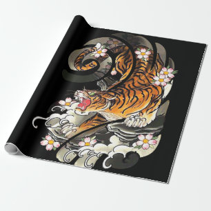 Tiger-Geschenk  Tiger Tattoo Coole Braune Geschenkpapier