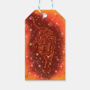 Tiger Geschenketags laufen in Galaxy Starry Night Geschenkanhänger