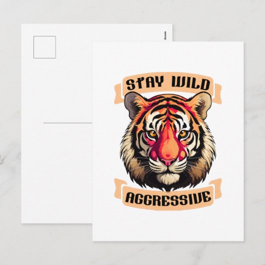 TIGER GESICHT FEIERTAGSPOSTKARTE (Vorne/Hinten)
