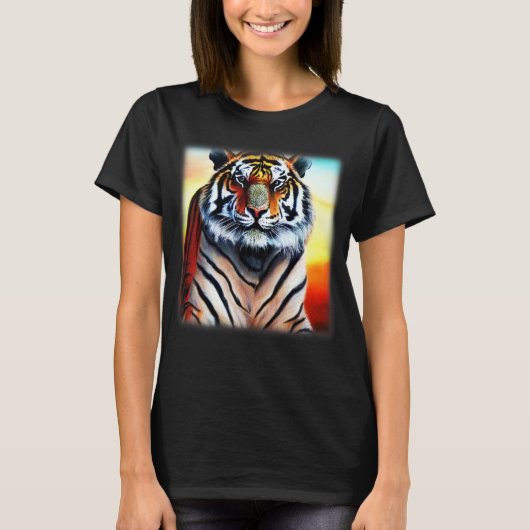 Tiger Gesicht Kopf große Katzen Raubtier Aufdruck T-Shirt (Vorderseite)