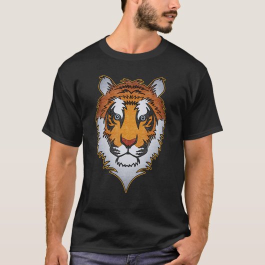 Tiger Gesicht Kopf große Katzen Raubtier Aufdruck T-Shirt (Vorderseite)