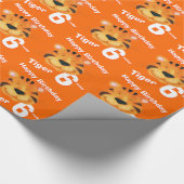 Tiger Gesicht Kunst Alter und Name 6. Geburtstagsp Geschenkpapier (Ecke)