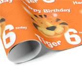 Tiger Gesicht Kunst Alter und Name 6. Geburtstagsp Geschenkpapier (Rolleneckpunkt)