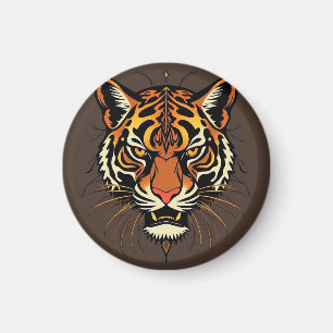 Tiger-Gesicht mit Stammesmustern Magnet