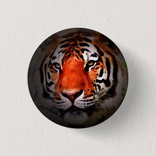 Tiger-Gesicht Motivationskunstwerk Button (Vorderseite)