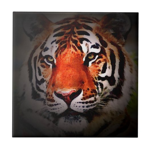 Tiger-Gesicht Motivationskunstwerk Fliese (Vorderseite)