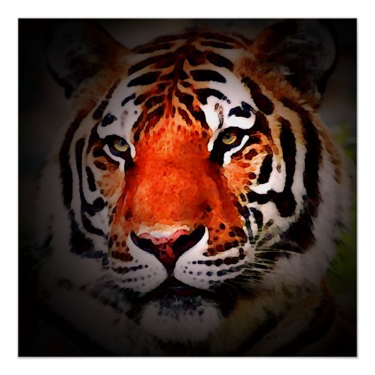 Tiger-Gesicht Motivationskunstwerk Poster (Vorderseite)