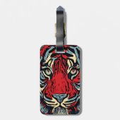 Tiger-Gesicht Nah in Rot und Blau Gepäckanhänger (Rückseite vertikal)