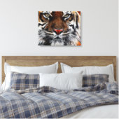 Tiger-Gesicht Nah ummantelte Canvas Leinwanddruck (Insitu (Schlafzimmer))