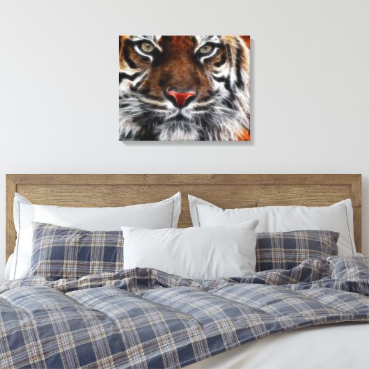 Tiger-Gesicht Nah ummantelte Canvas Leinwanddruck (Insitu (Schlafzimmer))