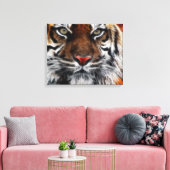 Tiger-Gesicht Nah ummantelte Canvas Leinwanddruck (Insitu (Wohnzimmer))