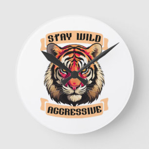 TIGER GESICHT RUNDE WANDUHR